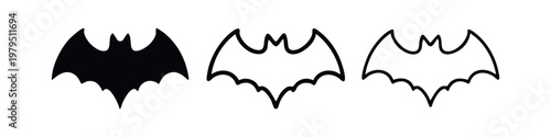 Halloween Bat Icons Collection in Different Stroke Weights