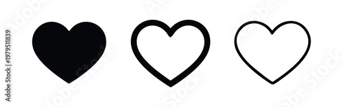 Heart Shape Icons Set for Love Romance and Healthcare