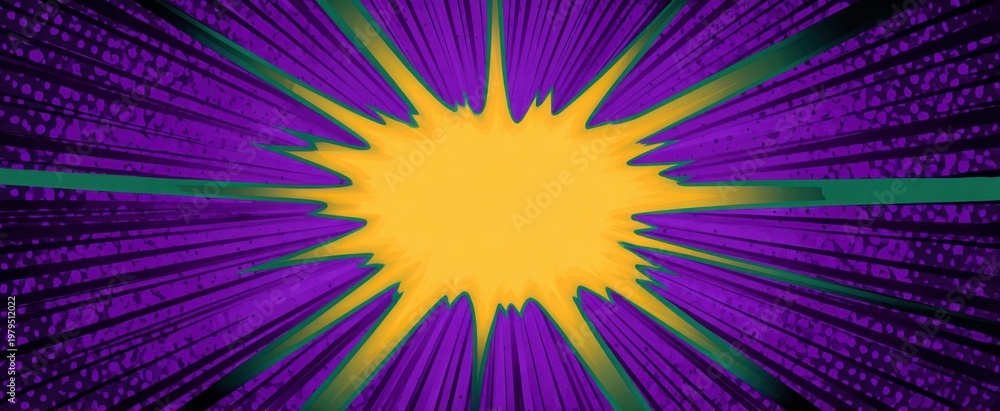Fototapeta premium Comic speed streaks on a vibrant purple backdrop with explosive hero-style energy bursts.