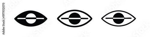 Eye or vision icon variations: solid, outline with detail, and outline