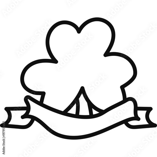 Shamrock Clover Icon with Ribbon Banner