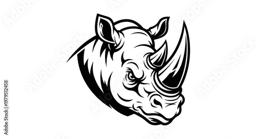 Aggressive Rhinoceros Head Logo Design, Wild Animal Power Symbol
