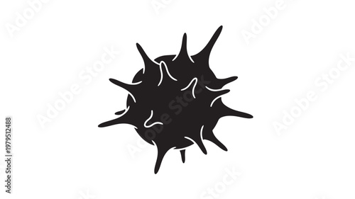 Coronavirus COVID-19 virus particle black flat design vector illustration isolated on white background