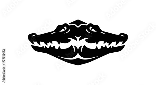 Stylized Silhouette of Alligator Head with Sharp Teeth