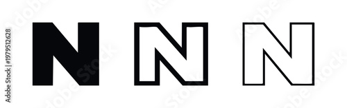 Letter N Icons: Solid, Outline, and Drawn Styles