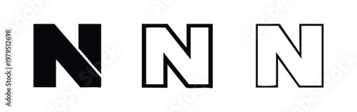 Letter N Icons: Slanted, Outline, and Drawn Styles