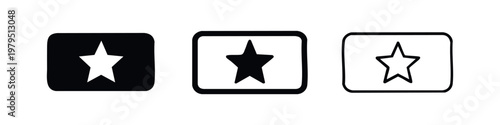 Star Icons in Frame: Solid, Inner Outline, and Outer Outline