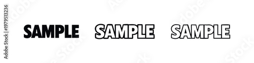 Three variations of the word 'SAMPLE' in bold, outline, and hand-drawn styles.