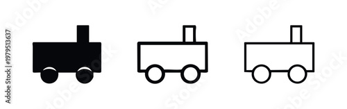 Three train icons: solid black, outlined black, and line art