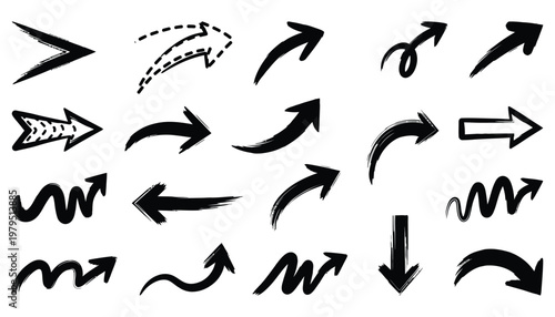Collection of various hand-drawn arrows in different styles and directions