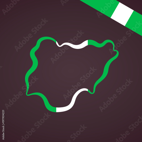 Outline map of Nigeria marked in flag colors