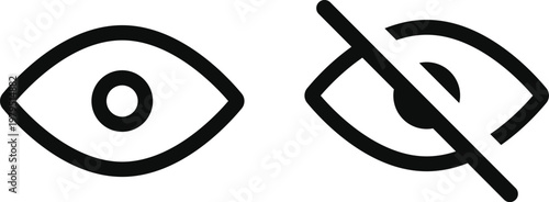 view and unview eye icon set. eye icons set. See and unsee symbols. Show password and hidden password icon collection
