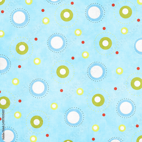 Abstract circle pattern with rings and dotted accents on blue textured background, modern geometric style perfect for wallpapers, digital design, and creative branding.