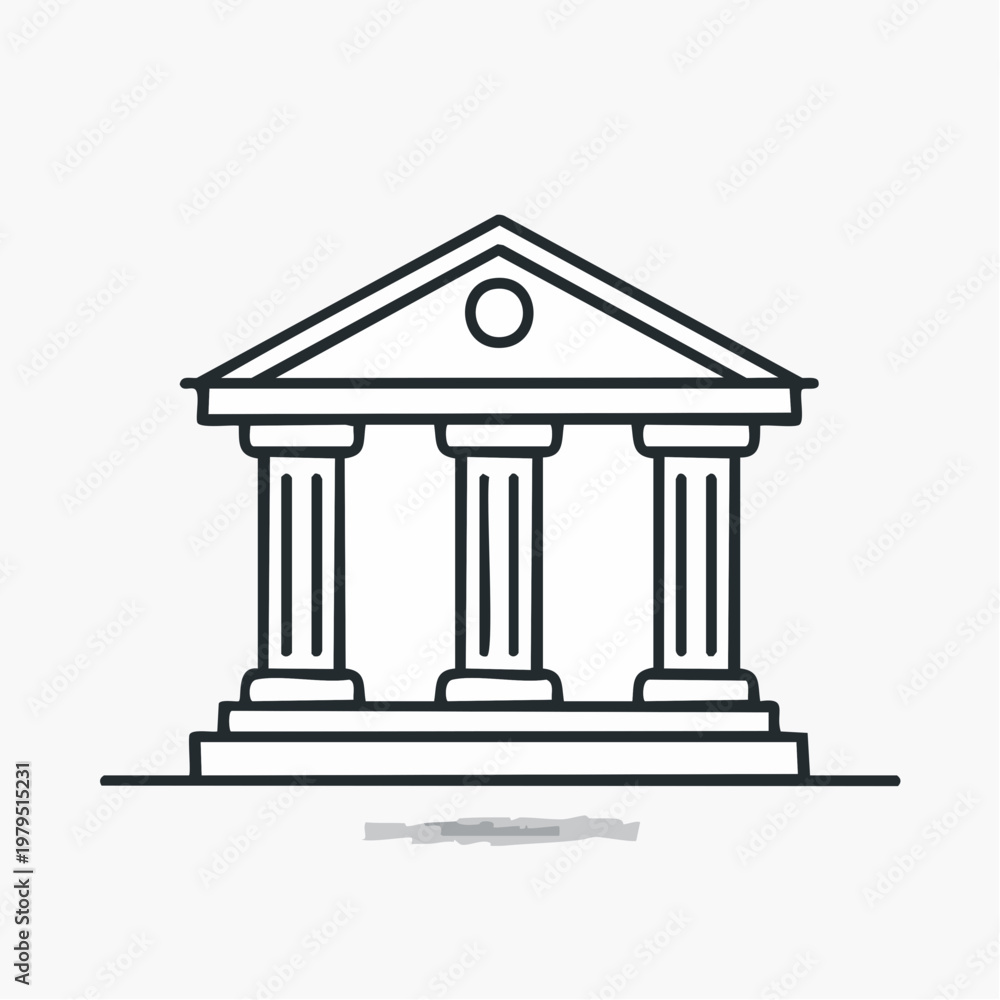 Obraz premium Bank building outline icon vector, simple financial institution line icon
