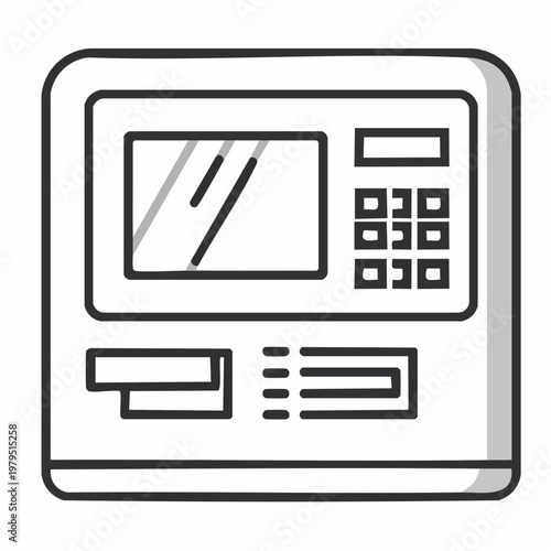 ATM machine outline icon vector, simple cash withdrawal line icon