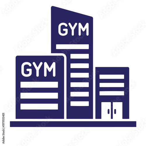 Dark blue gym building of fitness centers white