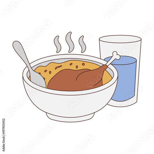 Hand Drawn Chicken Soup Meal Illustration