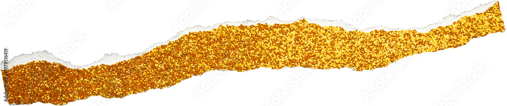 Naklejka premium Ripped gold glitter paper torn edges strips isolated background