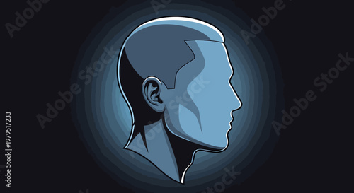 Vector Illustration of a Generic Human Head in Profile, Representing User Identity, Anonymity, AI Concepts, or a Blank Avatar for Digital Platforms