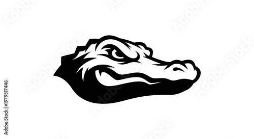 Aggressive Alligator Head Silhouette - Fierce Reptile Mascot Logo