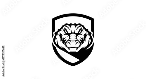 Aggressive Alligator Mascot Logo, Reptile Shield Emblem, Ferocious Animal Icon
