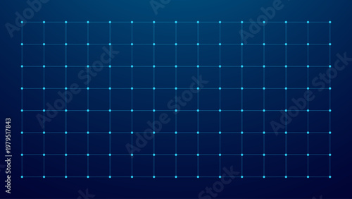 Grid Tech Background In Blue Pattern With Line Square Data Interface Hud Elements. Clean Digital Screen With Dots And Lines Without Glow, Minimal Abstract Structure and Simple Technology Network