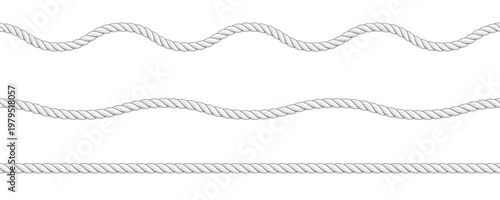 Rope seamless pattern. Seamless wavy ropes. Hemp twisted ropes. Decorative wavy cords. Marine twine.