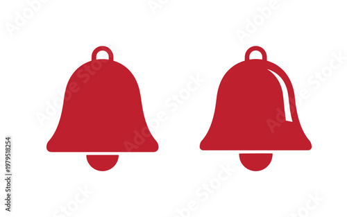 Red bell two notifications bells with and without a clapper symbol