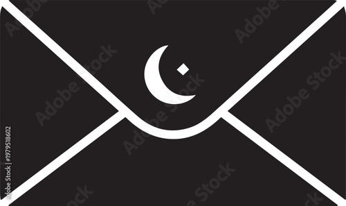 Envelope shows a stylized moon and star symbol on the flap representing a message of religious celebration.