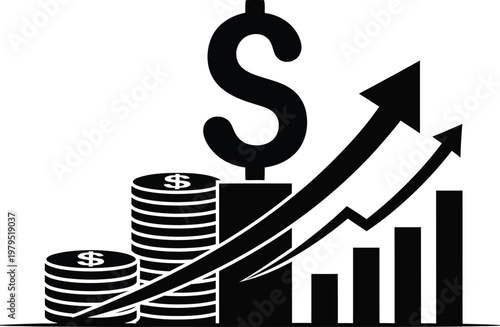 Financial growth, business success, dollar sign, increasing profit, money
