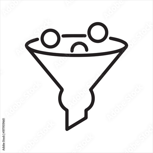 Narrow sales funnel, linear icon. Sales problem. Sales stagnation issues. Line with editable stroke