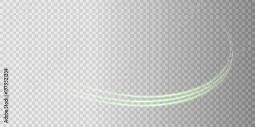 Soft glowing green neon wave with blurred light flare, horizontal luminous line overlay, abstract futuristic energy background with digital flow