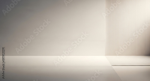 A minimalist interior design with a white wall and floor