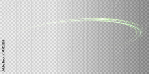 Green neon horizontal wave with soft blurred glow and light flare, abstract luminous line overlay, futuristic digital background with energy effect