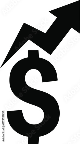 Financial growth, dollar sign, upward arrow, business finance icon, money symbol