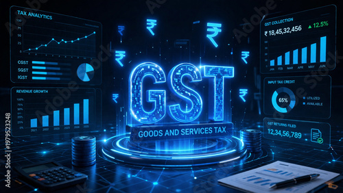 GST digital concept with financial data interface