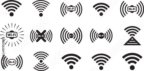 WiFi Signal Icons for Network and Internet Connectivity