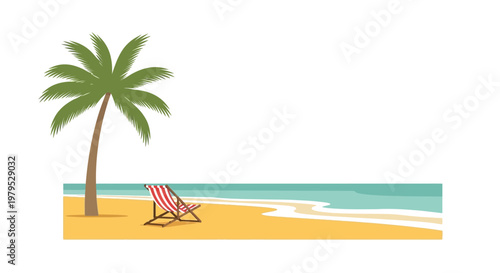 Beach chair under a palm tree.