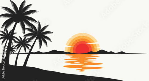 Silhouette of palm trees at sunset.