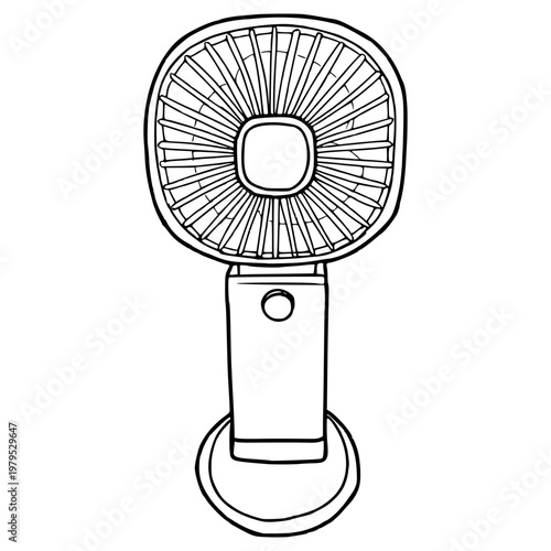 portable mini fan illustration hand drawn outline vector