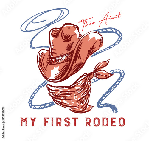 Cowgirl hat, bandana and rope