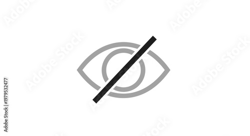 Abstract eye symbol with a diagonal line, representing blindness or no vision