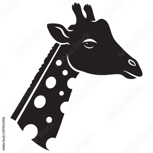 Minimalist giraffe head silhouette vector illustration for logo or graphic design