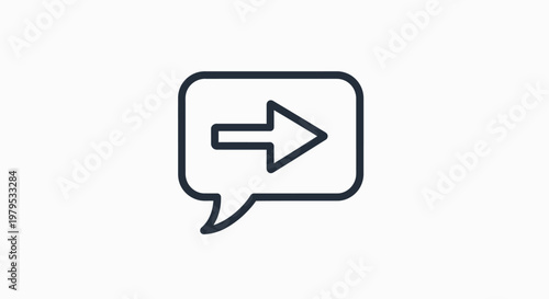 Speech Bubble with Arrow Icon, Communication, Forward Movement, Direction, Message