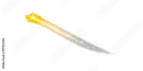 A macro 3d render of a silver quill and gold metal stars isolated on white features a steel writing tool with the wings of the world
