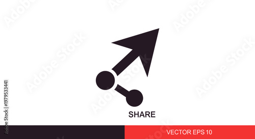 Share icon with arrow and dots, vector graphic for social media and connection