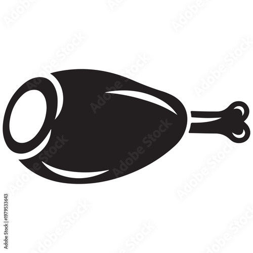 Minimalist ham leg silhouette vector icon for butcher shop branding and food menu design