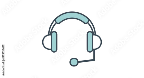 Headset with microphone icon, flat design, isolated on white background