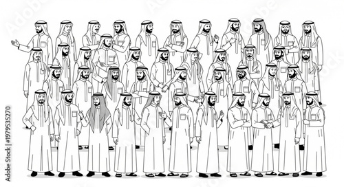 Group of men in traditional attire, posing for a photograph.