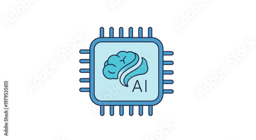 AI Brain Chip Icon: Artificial Intelligence Processor Symbol